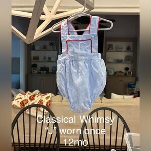 Classical Whimsy Blue and White Gingham Baby Sunsuit